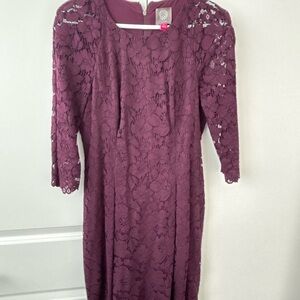 Vince Camuto Plum Lace Long Sleeve Dress